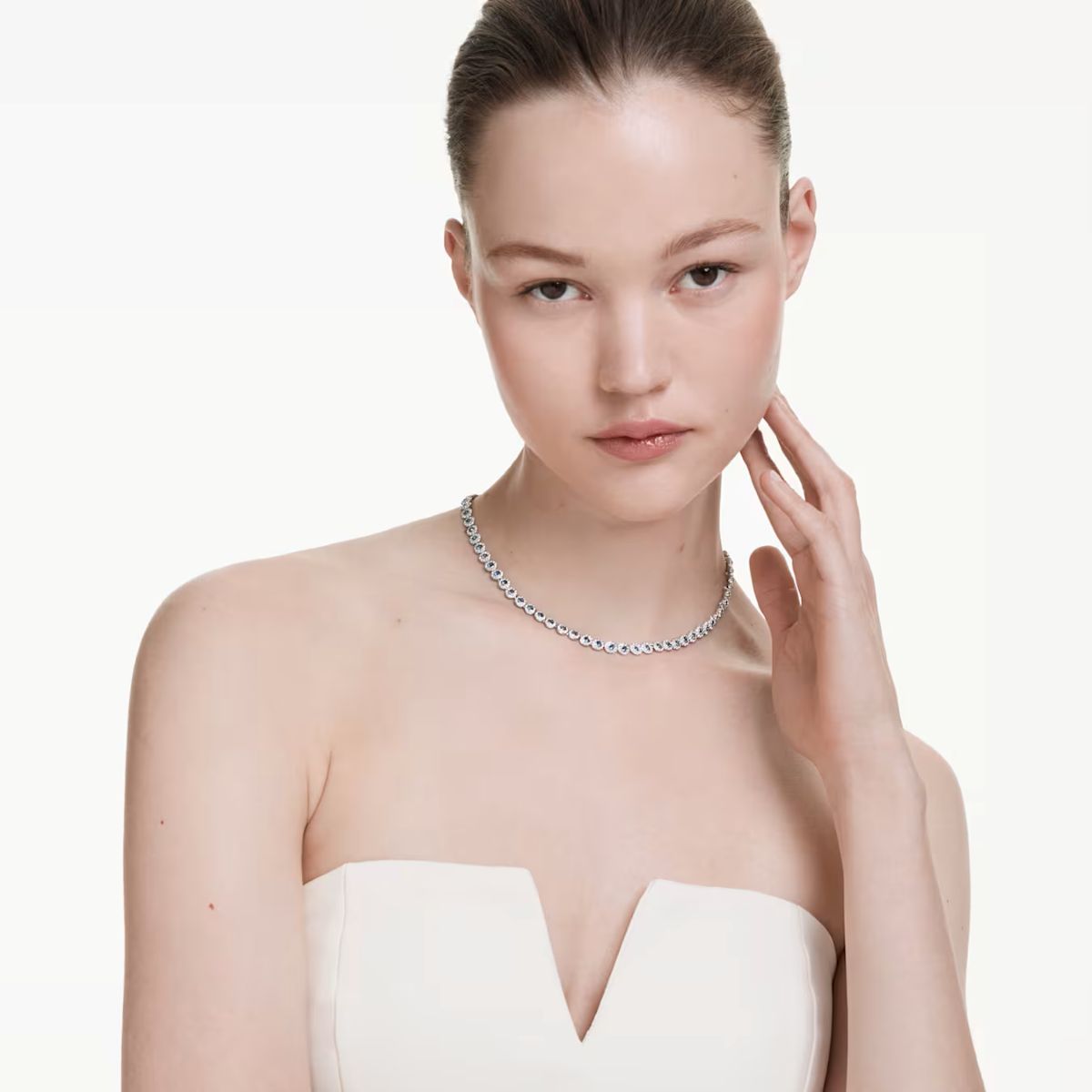 Swarovski Una Angelic Tennis Necklace - Blue with Rhodium Plating - 5733402