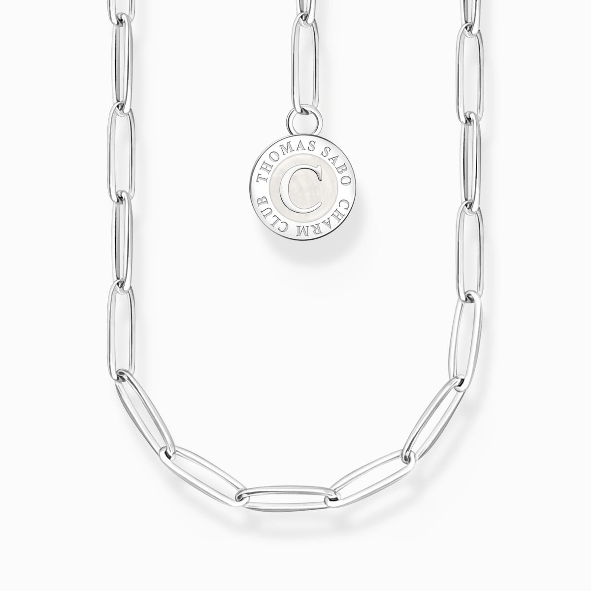 Thomas Sabo Member Charm Necklace with White Charmista Disc Silver - X2089-007-21-L45